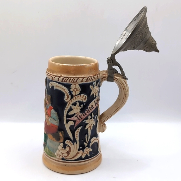 German "Drink Clearly, Speak Truly" Lidded Beer Stein - Trinke Klar Rede Wahr - Picture 7 of 13